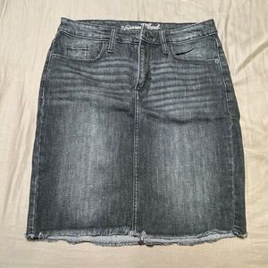 Faded black mini jean skirt